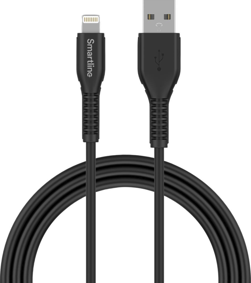 Laddkabel, USB-A till Lightning, Strong - LADDKABEL 2 M USB-A/LIGHTNING SVART STRONG SMARTLINE