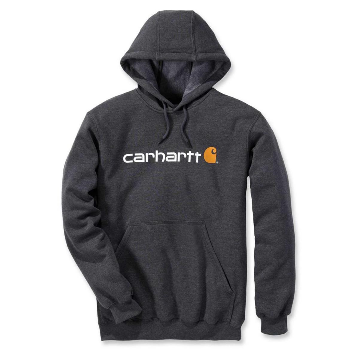 Huvtröja Carhartt 100074 Logo - HUVTRÖJA CARHARTT 100074 MÖRK GRÅMELERAD LOGO STL 2XL