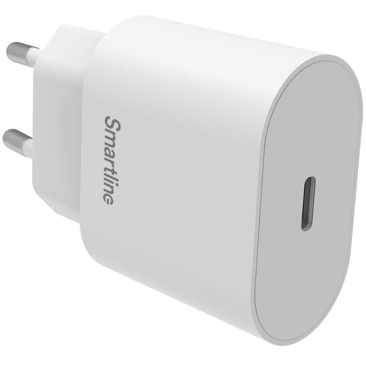 Väggladdare, USB-C, PD 20 W - VÄGGLADDARE USB-C PD 20 W VIT SMARTLINE