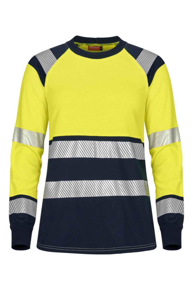 T-shirt Tranemo 5089-89 dam - T-SHIRT TRANEMO 5089-89 GUL/MA FLAMVARSEL KL2 DAM LÅNGÄRM L