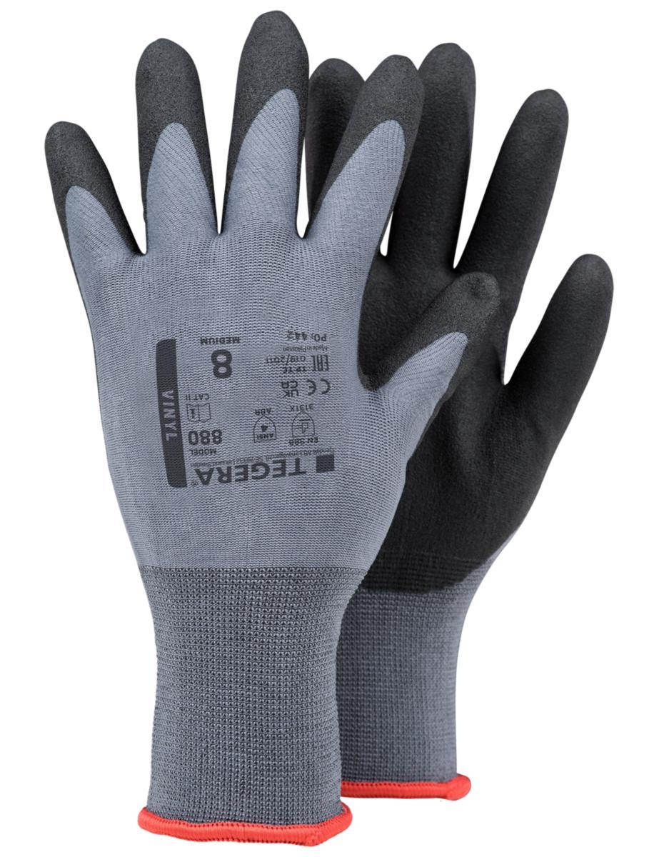 Montagehandske Tegera 880 - MONTAGEHANDSKE TEGERA 880 PVC DOPPAD NITRIL GRÅ/SV STL 6
