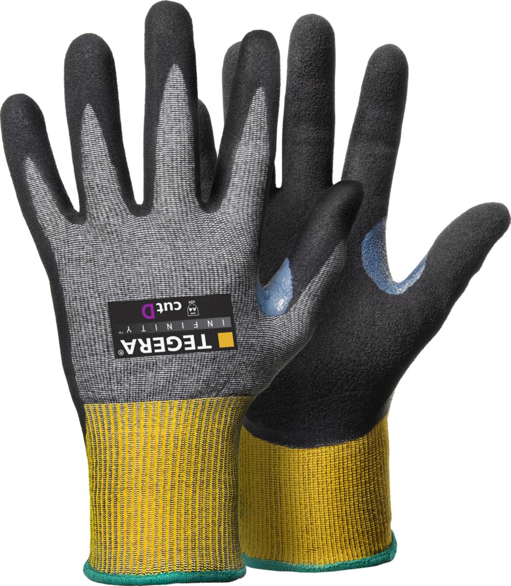 Skärskyddshandske Tegera Infinity 8807 - MONTAGEHANDSKE INFINITY 8807 NITRIL 15GG SLÄT SVART CUTD 10