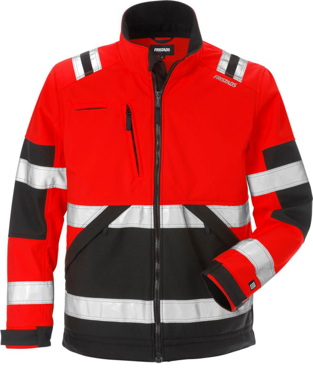 Softshelljacka Fristads 4083 WYH - SOFTSHELLJACKA FK 4083 WYH RÖD SVART VARSEL KL2 STL L