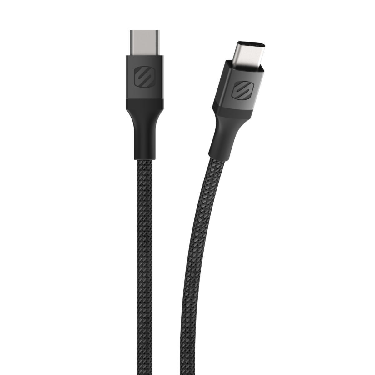 Laddkabel, flätad, USB-C till USB-C - LADDKABEL 1.2 M USB-C TILL USB-C FLÄTAD SVART SCOSCHE