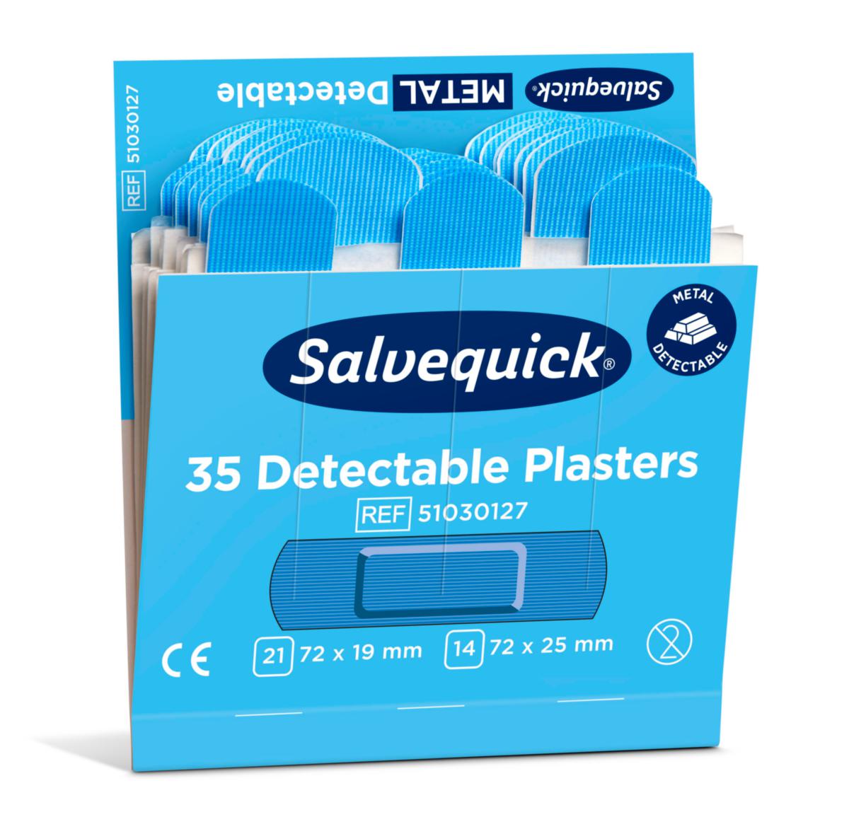 Plåster Salvequick Blue Detect - PLÅSTER SALVEQUICK BLUE DETECT DETECT REFILL. 6 REF/ASK