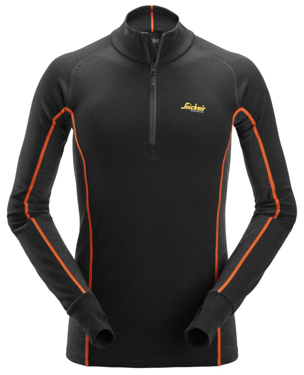 Undertröja Snickers 9482 - UNDERTRÖJA SNICKERS 9482 SVART HALVZIP MERINA STL XS