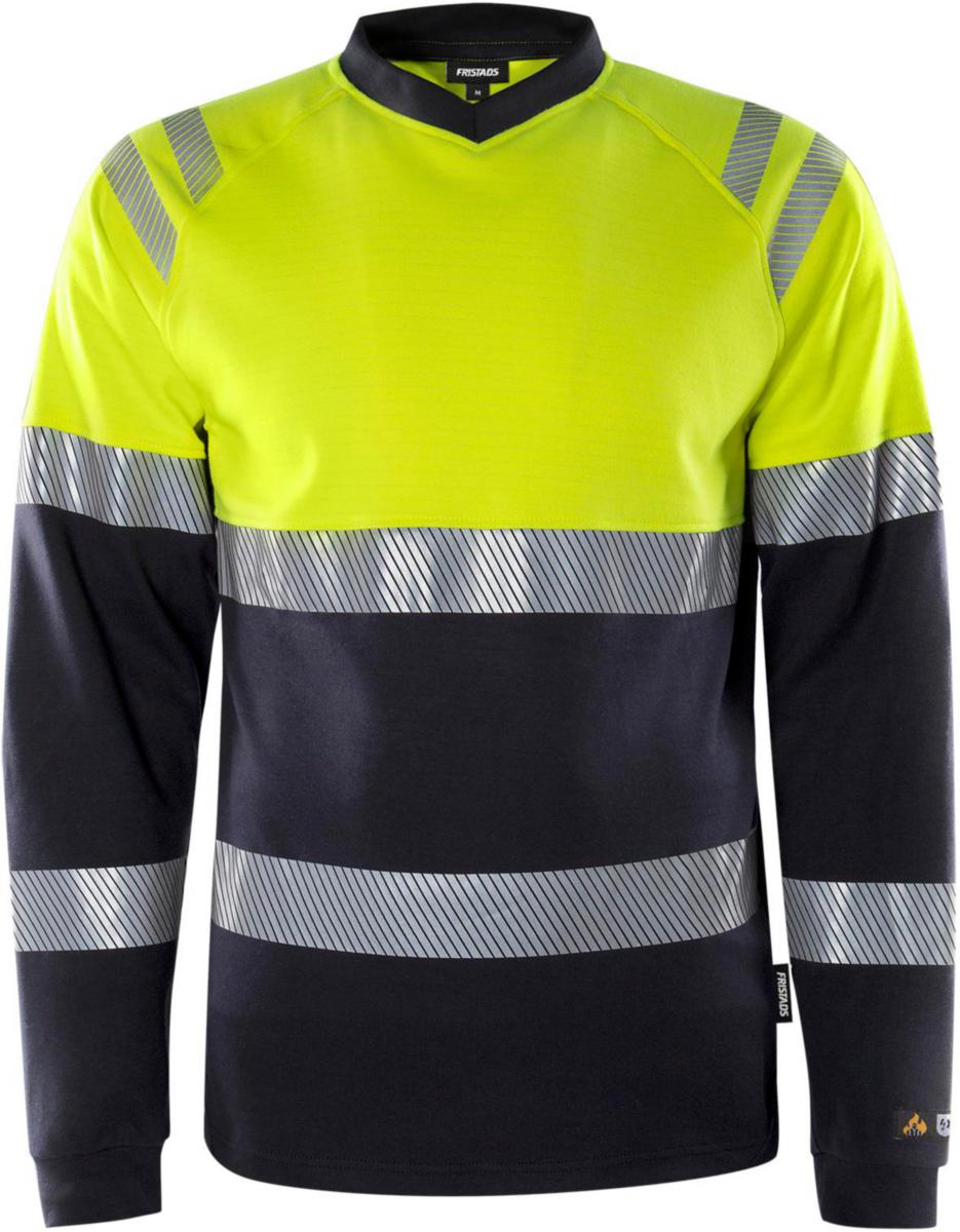 T-shirt Fristads 7107 TFL lång ärm - T-SHIRT FR 7107 TFL GUL/M-BLÅ FLAMVARSEL KLASS 1 STL XL