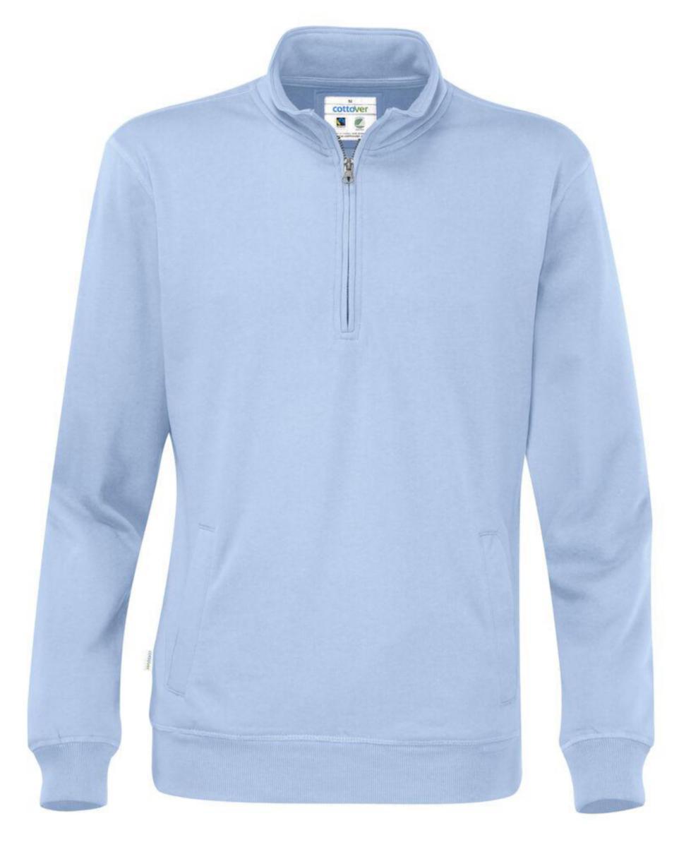 Sweatshirt Cottover 141012 - SWEATSHIRT UNISEX HALF ZIP SKY BLUE XXL