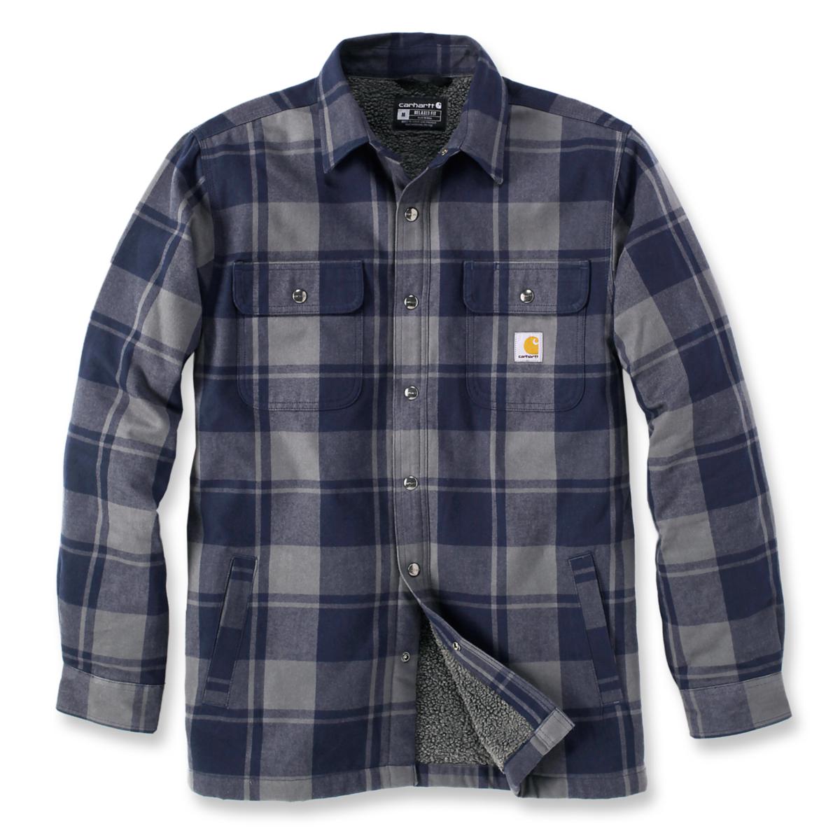 Fodrad flanellskjorta Carhartt 105939 - SKJORTA CARHARTT 105939412 MARIN/SVART STL L