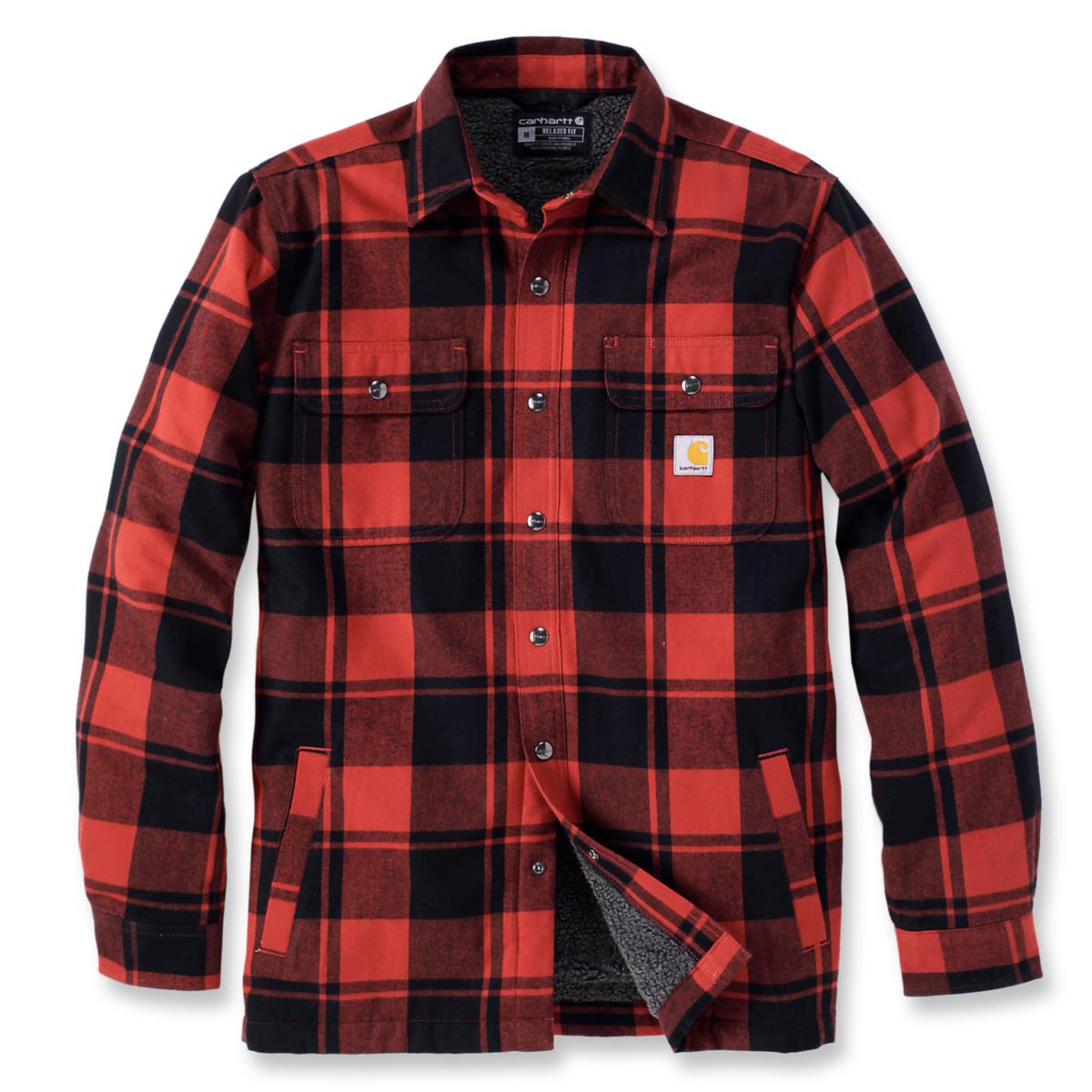 Fodrad flanellskjorta Carhartt 105939 - SKJORTA CARHARTT 105939R81 RÖD/SVART STL L