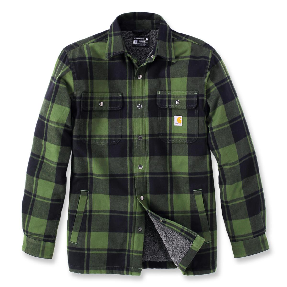 Fodrad flanellskjorta Carhartt 105939 - SKJORTA CARHARTT 101939GD3 GRÖN/SVART STL M