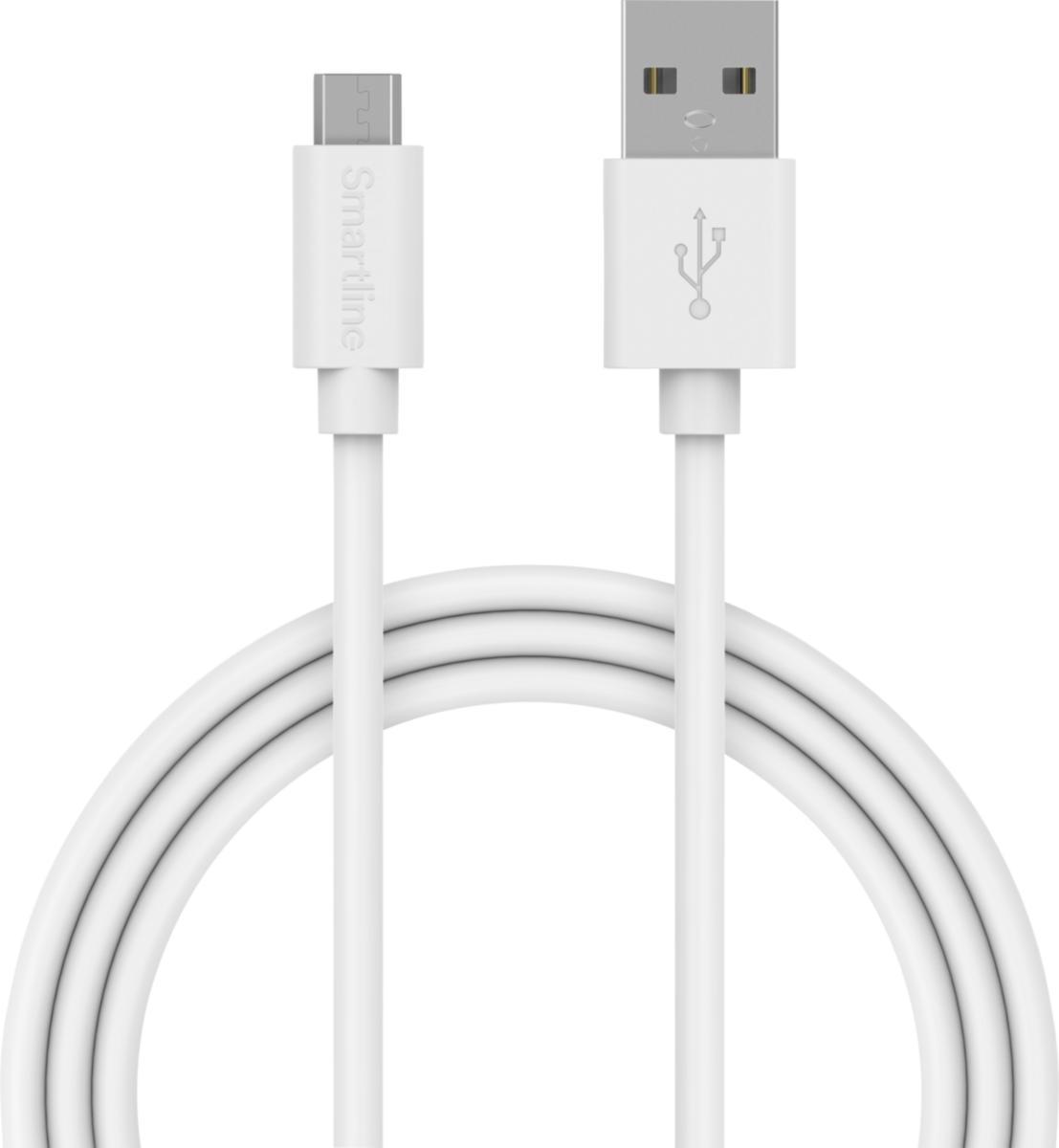 Laddkabel, USB-A till Micro-USB - LADDKABEL 1 M USB-A TILL MICRO-USB VIT SMARTLINE
