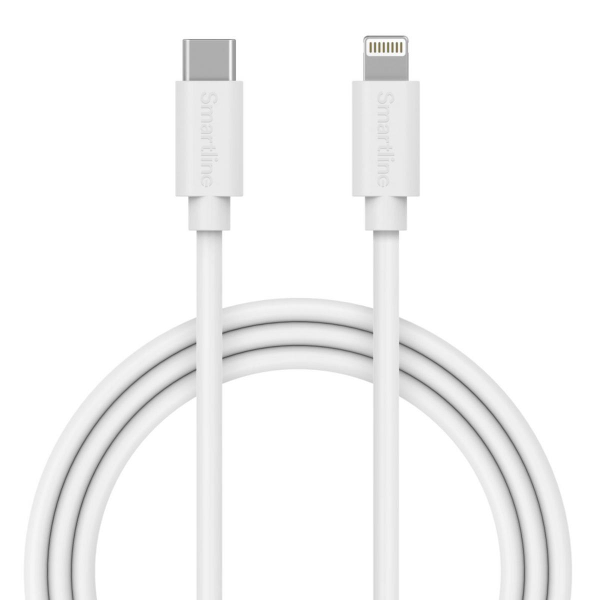 Laddkabel, USB-C till Lightning - LADDKABEL 3 M USB-C TILL LIGHTNING VIT SMARTLINE