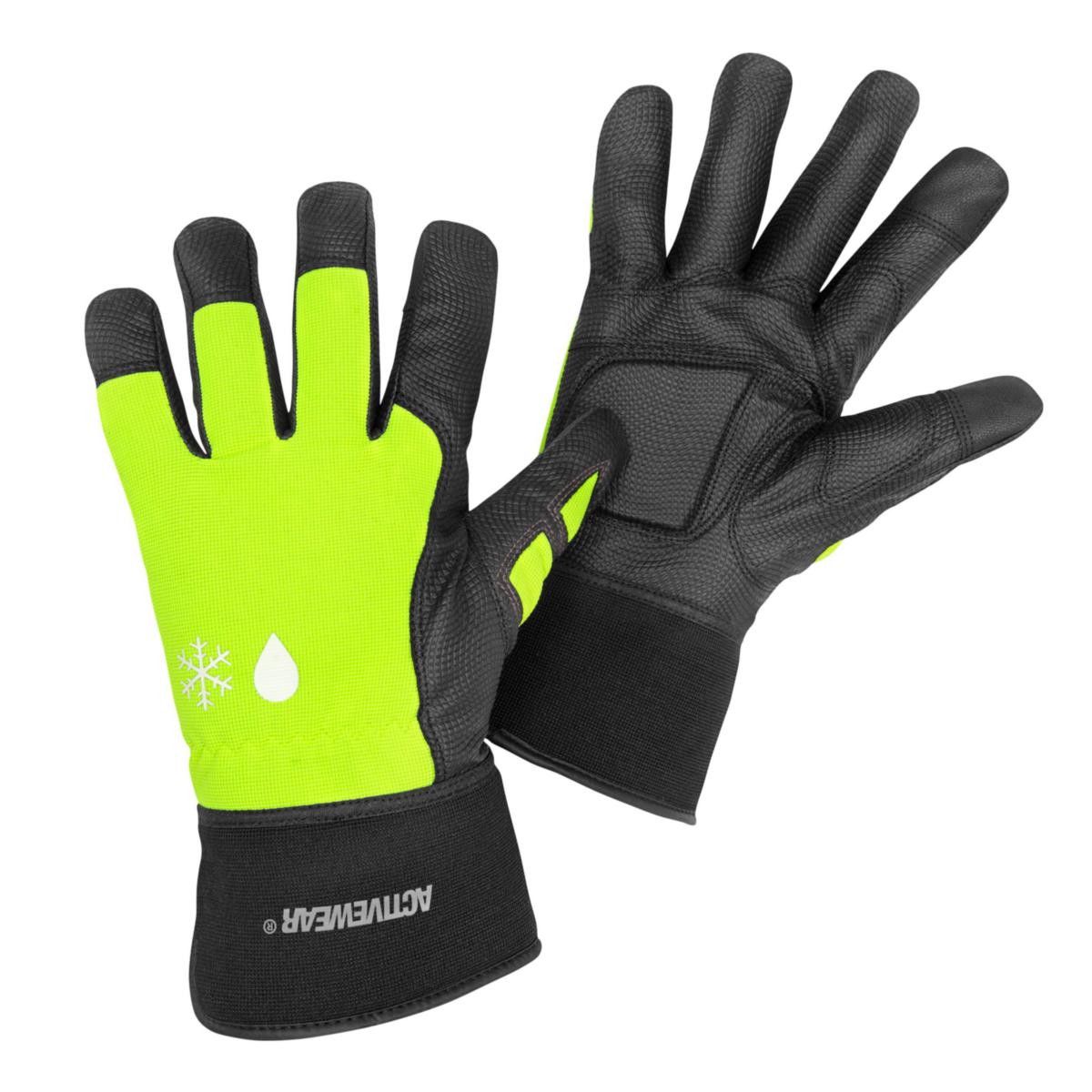 Vinterhandske Activewear 3448 - HANDSKE ACTIVEWEAR 3448 VARSEL VATTENT KRAGE FODR STL 10