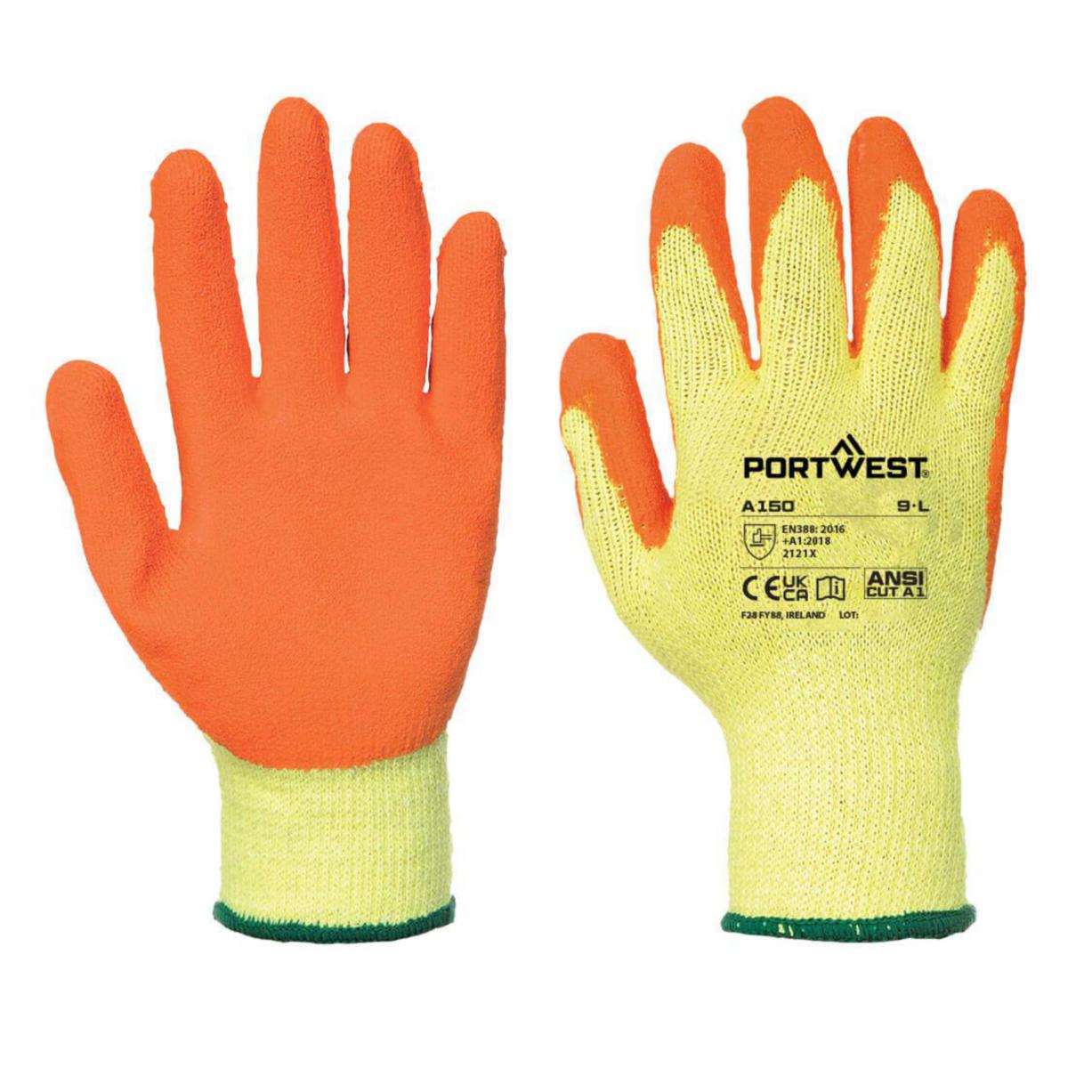 Arbetshandske Portwest A150 - ARBETSHANDSKE PORTWEST A150 ORANGE LATEXDOPPAD STL S