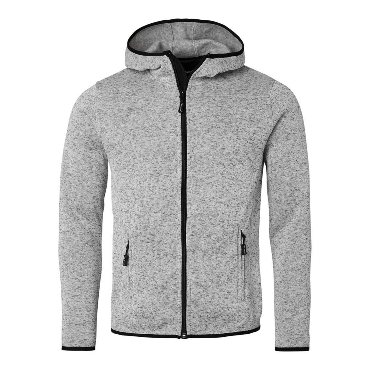 Stickad huvtröja Top Swede 4460 - FLEECETRÖJA TOPSWEDE 4460 MED HUVA STICKAD ASH XXL