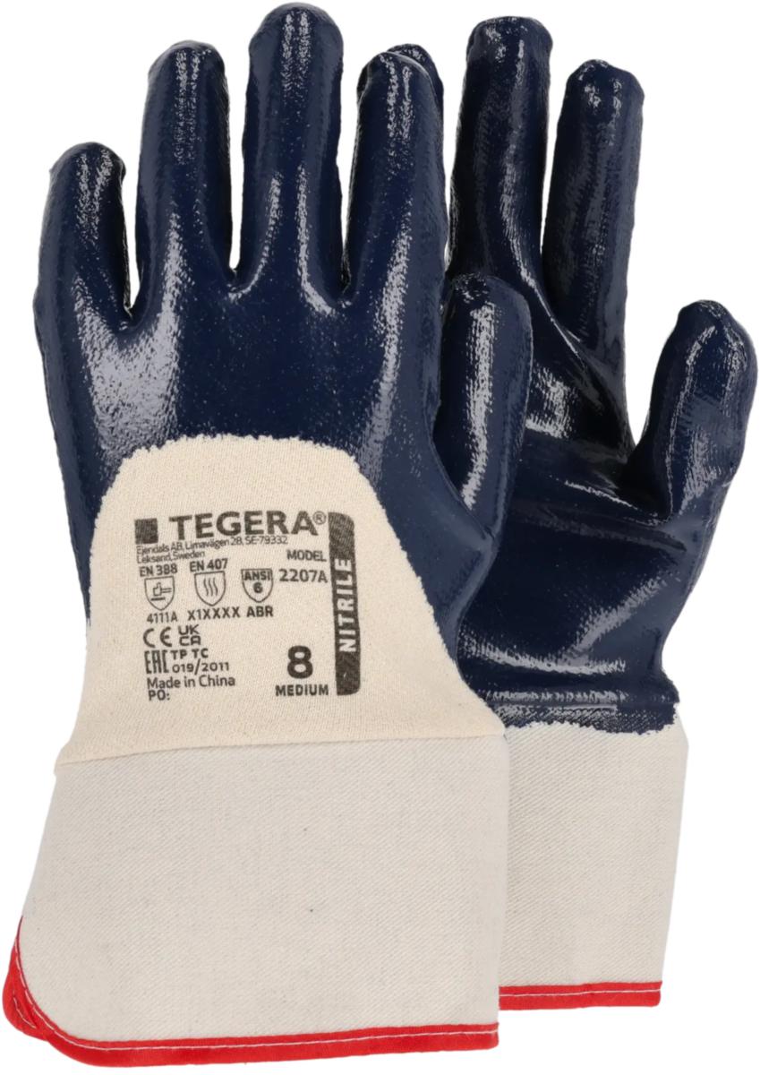 Handske Tegera 2207A - HANDSKE TEGERA 2207A HALVDOPP NITRIL BLÅ KRAGE STL 10