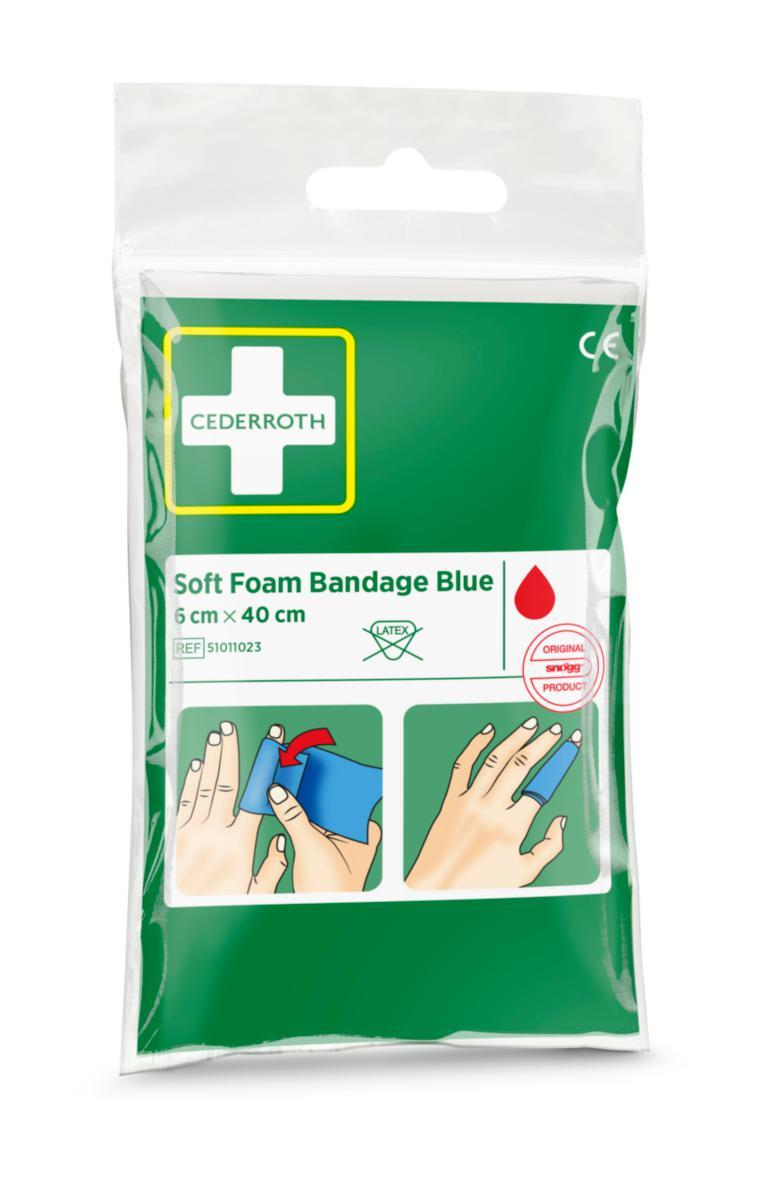 Bandage Cederroth Soft Foam 51011023 - BANDAGE CEDERROTH 51011023 SOFT FOAM BLÅ POCKET 6X40CM