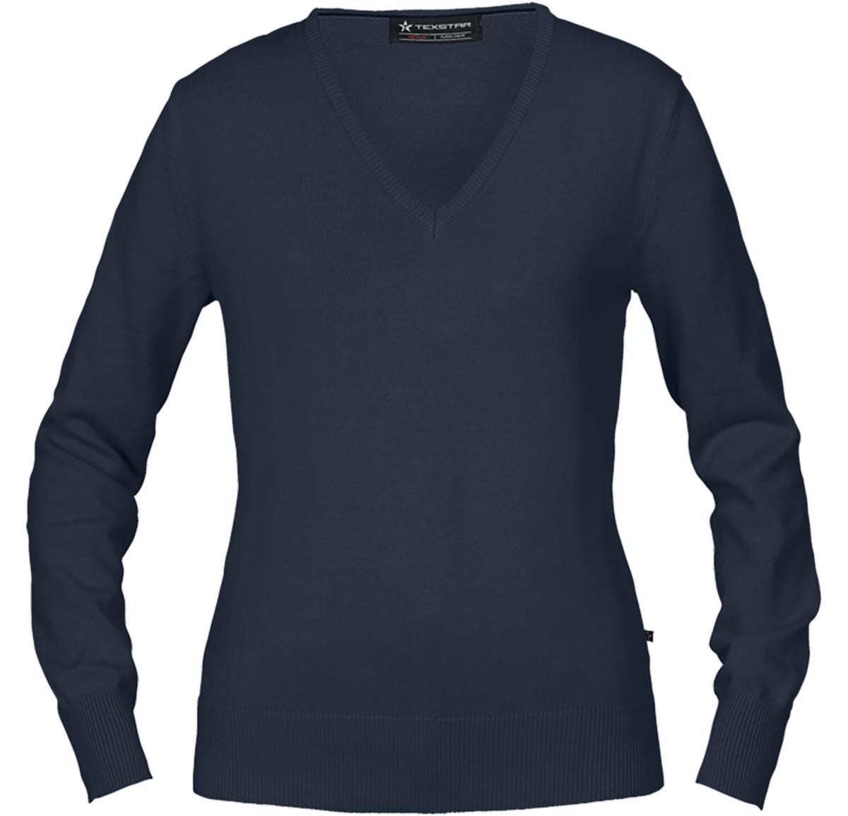 Pullover Texstar PW01 Dam - PULLOVER TEXSTAR PW01 V-HALS DAM MARIN STL L