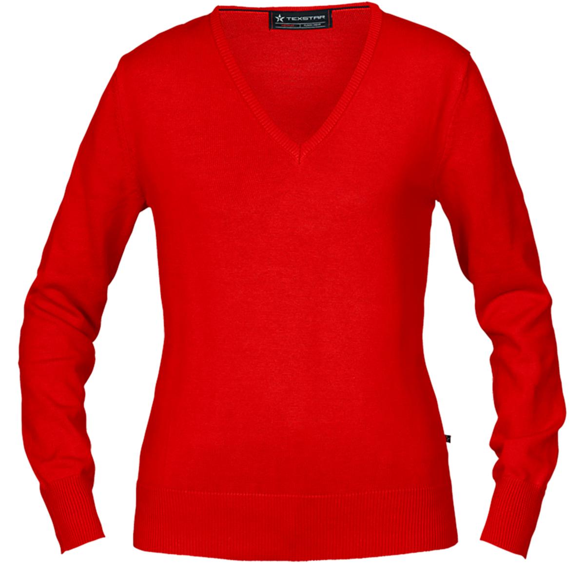 Pullover Texstar PW01 dam - PULLOVER TEXSTAR PW01 V-HALS DAM RÖD STL XS