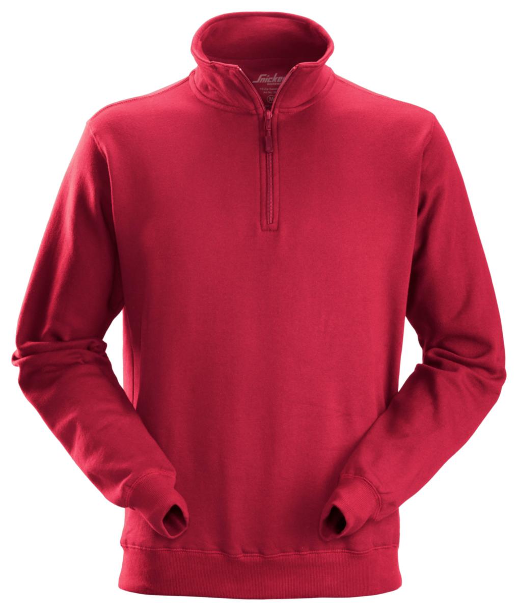 Sweatshirt Snickers 2818 - SWEATSHIRT SN 2818-1600 RÖD KORT DRAGKEDJA STL XL