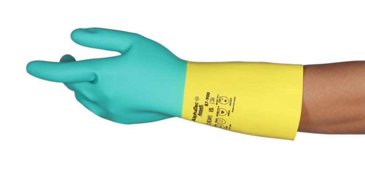 Kemskyddshandske Ansell 87-900 AlphaTec - HANDSKE BI-COLOUR PLUS 87-900 NATUR/NEOPREN STL 7