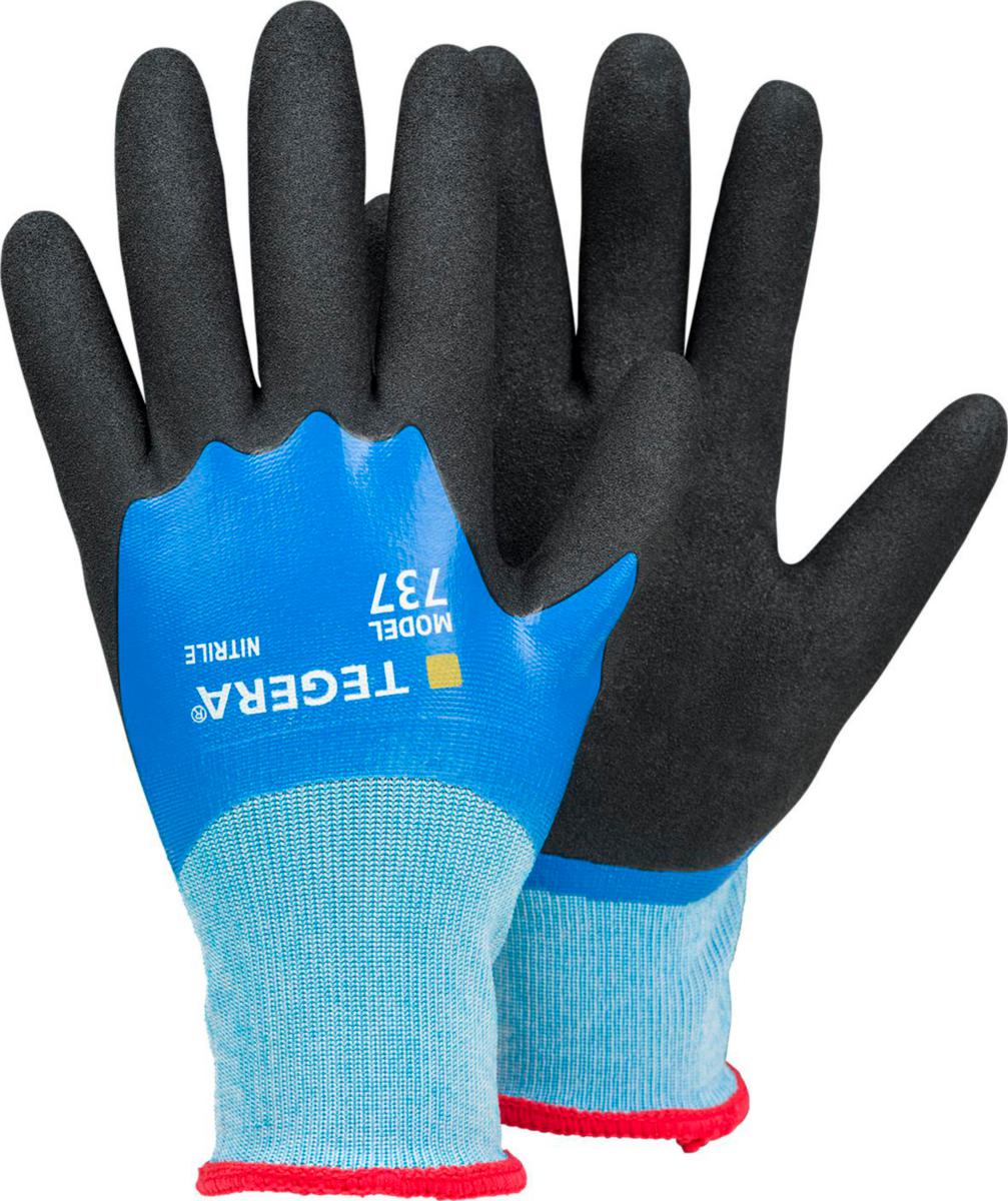 Montagehandske Tegera 737 - HANDSKE TEGERA 737 GRÅ/BLÅ NITR.DOPPAD NYLON STL 11