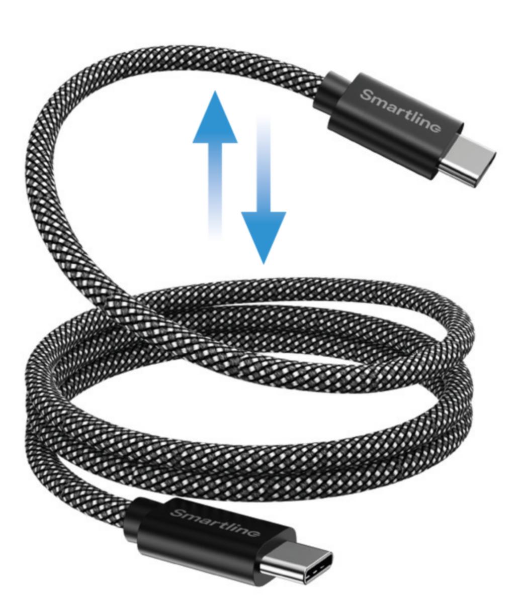 Laddkabel, magnet, USB-C till USB-C - LADDKABEL 1 M USB-C TILL USB-C SVART MAGNET SMARTLINE