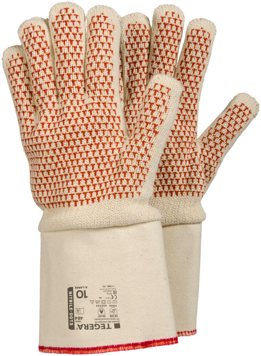 Bomullsvante 484 - BOMULLSVANTE 484 DUBBELSTICKAD F HÖG VÄRME NITRILBEL STL 10