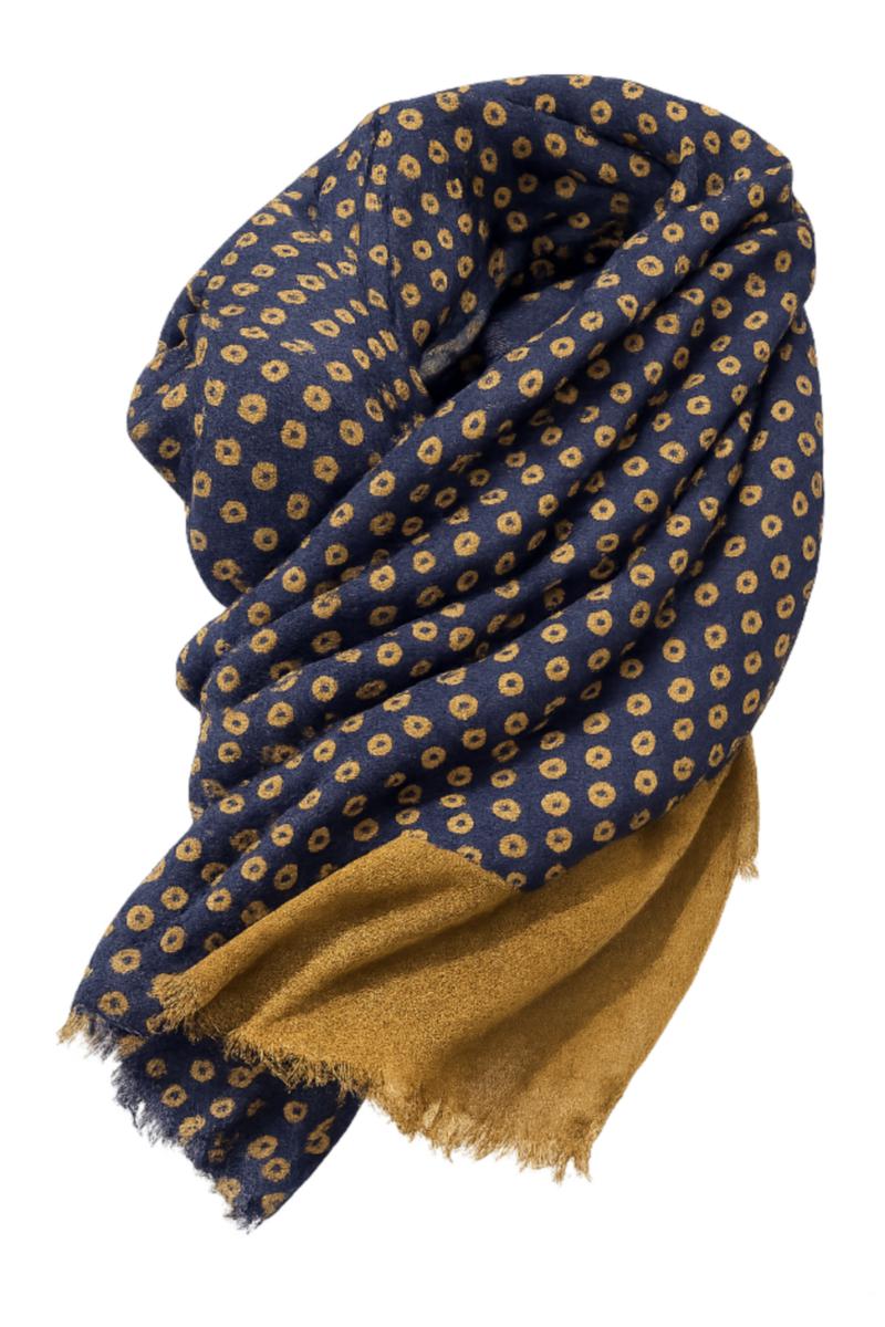 Halsduk Berkeley 2631 - HALSDUK BERKELEY 2631 MASSARO SCARF ULL MARINBLÅ/SENAPSGUL