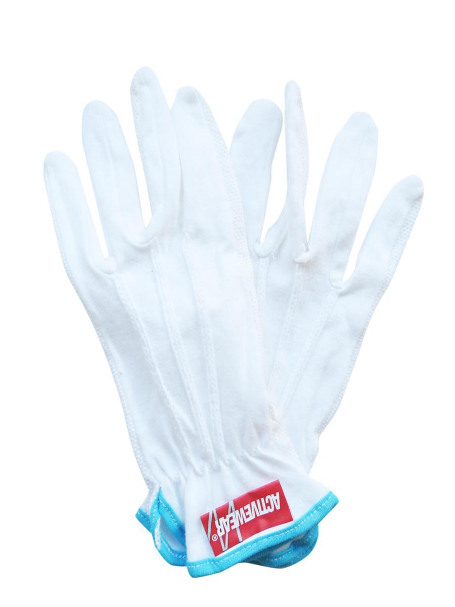 Textilvante PVC-noppor, vit - TRIKÅVANTE MED PVC-NOPPOR VIT RÖD KANT STL 8