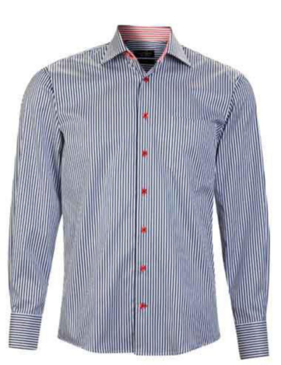 Skjorta Two Ply 5230, Ernst Alexis - SKJORTA MENS SHIRT CLASSIC FIT MÖRKBLÅ/RÖD