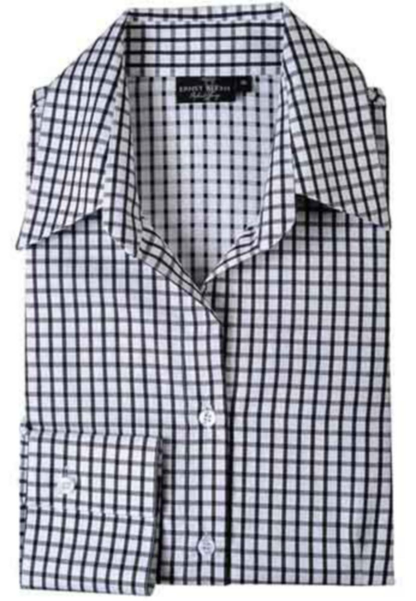 Blus Lång ärm Slim Two Ply 6205 - SKJORTA ERNST ALEXIS DAM 6205 99-SVART/VIT RUTIG C46