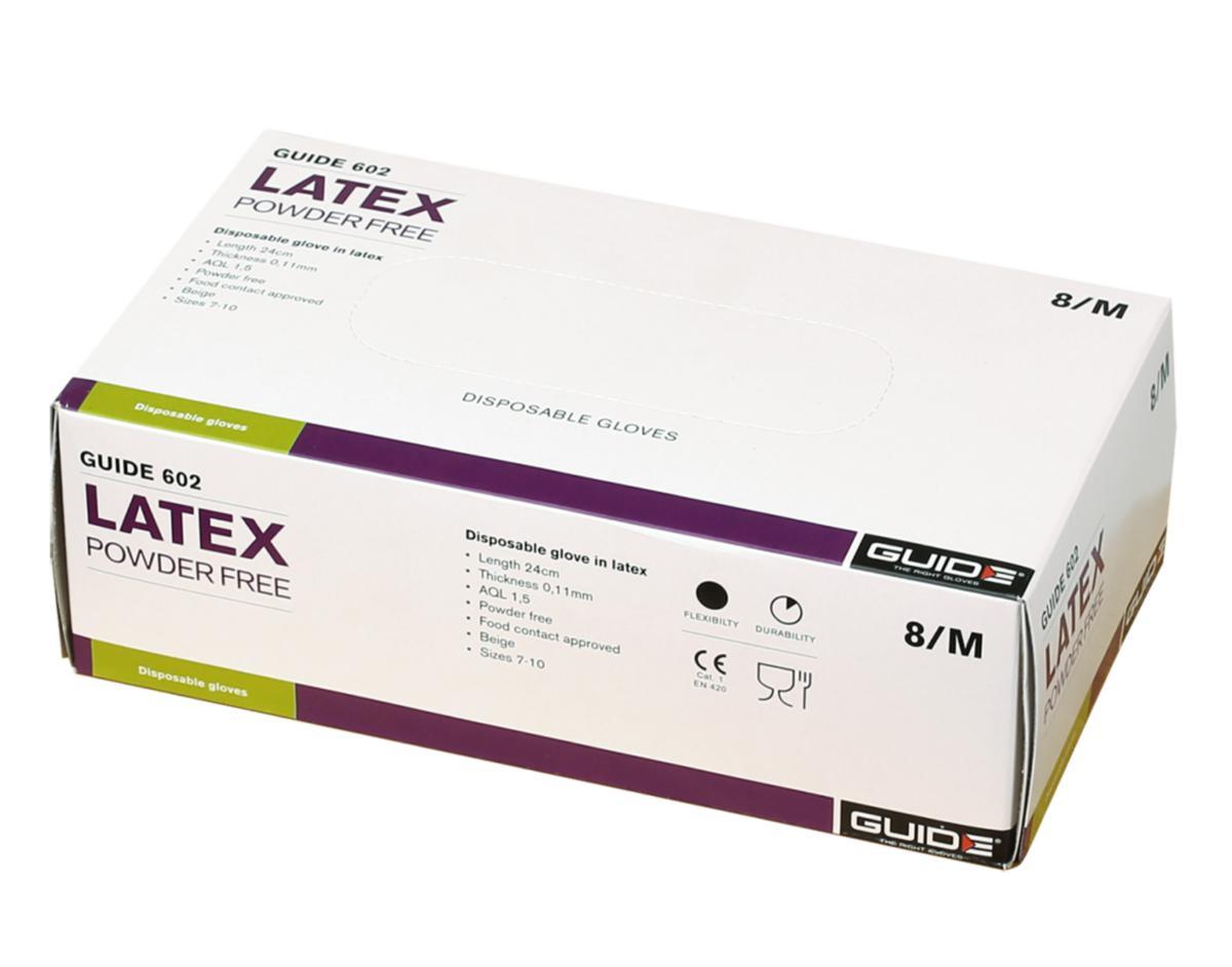 Engångshandske Guide 602 - HANDSKE GUIDE 602 LATEX LIVSMEDELSGODK PUDERFRI STL 8