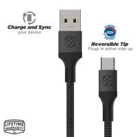 Ladd/synkkabel, flätad, USB-A till USB-C