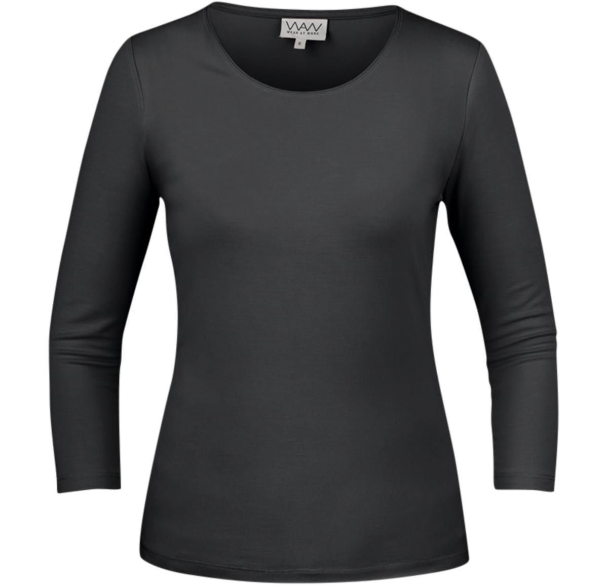 T-shirt WAW 3/4 ärm dam - T-SHIRT WEAR AT WORK W010 DAM 3/4 ÄRM SVART STL XL