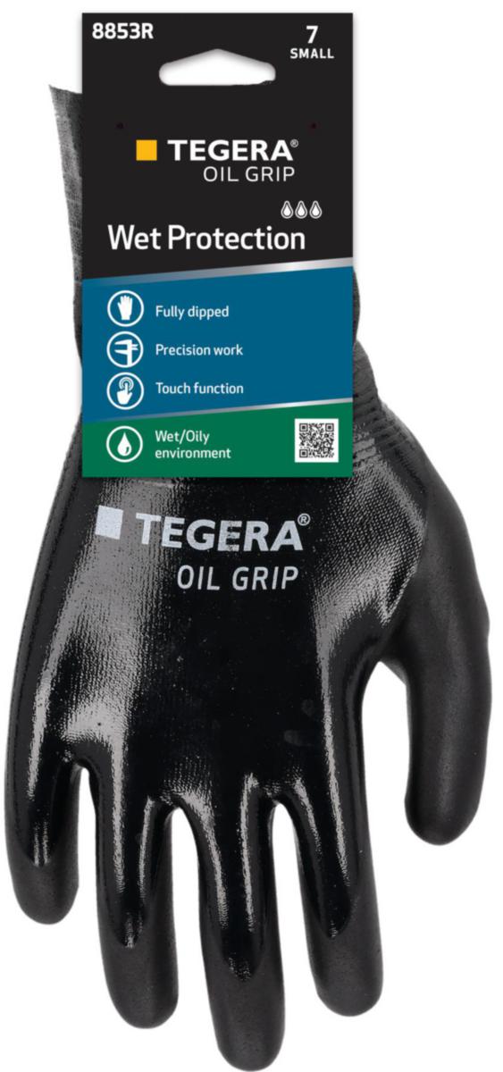 Kemskyddshandske Tegera 8853R Oil Grip - HANDSKE TEGERA 8853R OIL GRIP NITRIL HEL & 3-DOPPAD STL 10
