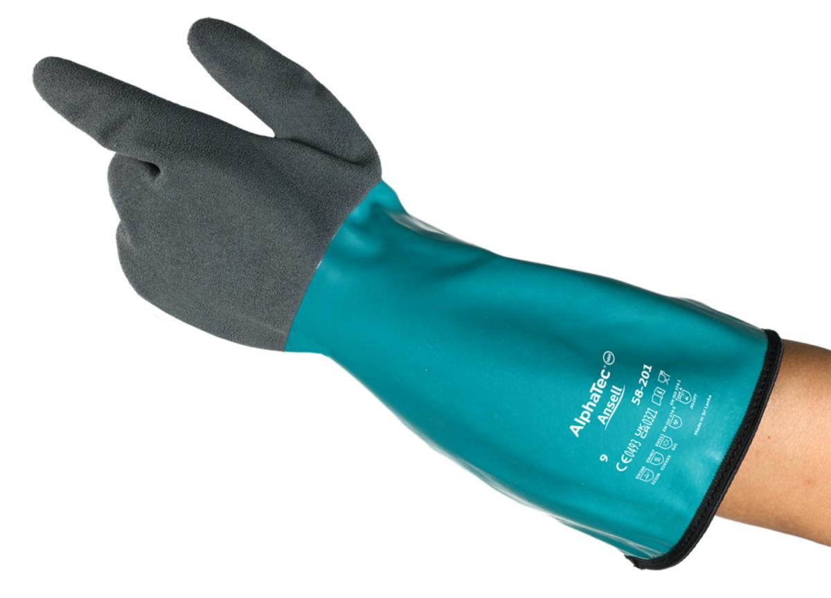 Kemskyddshandske Ansell 58-201 AlphaTec - HANDSKE ANSELL ALPHATEC 58-201 NITRIL 33CM LÅNG GRÖN STL 8