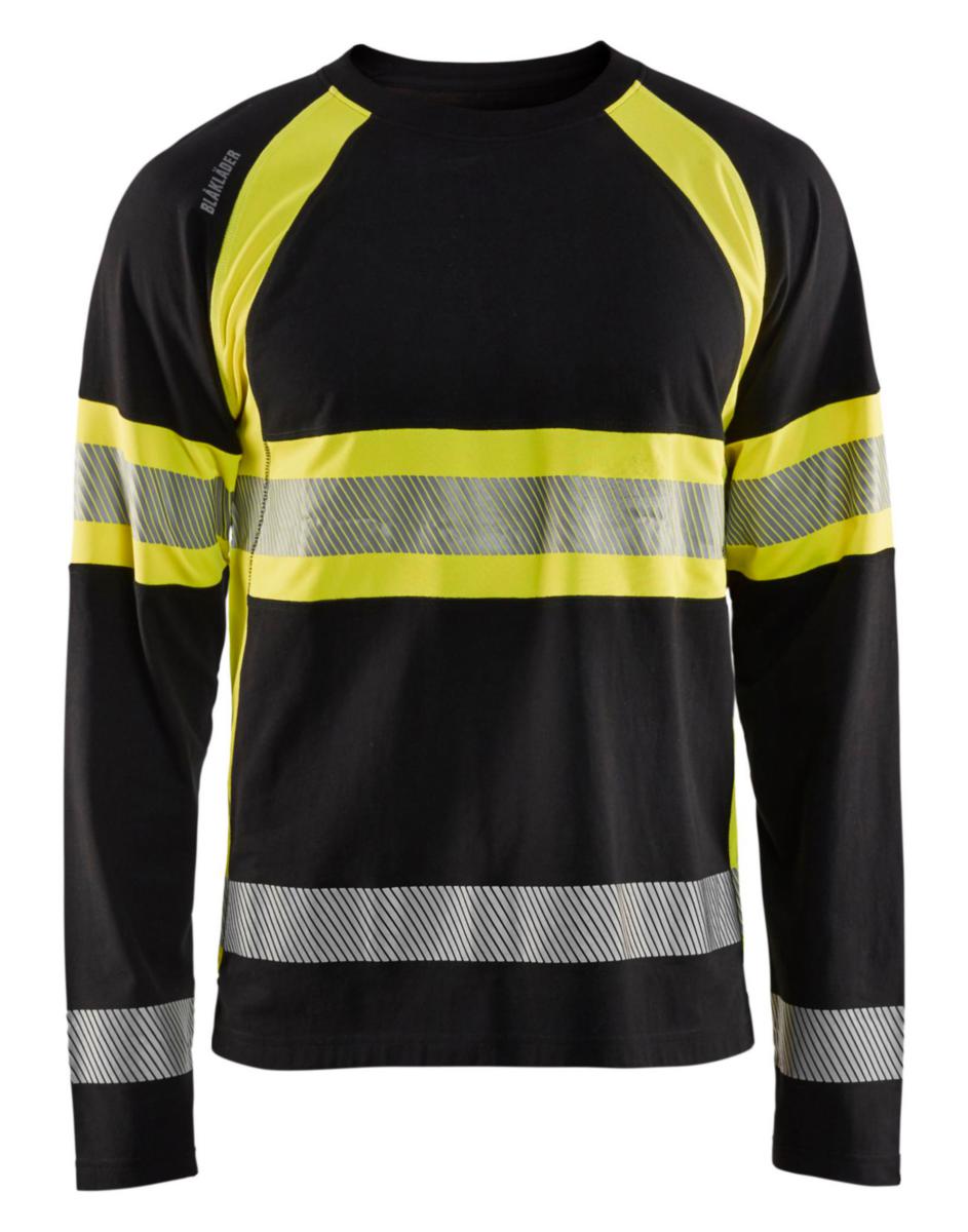 T-shirt Blåkläder 3510-1030 L-Ärm - T-SHIRT BLK 3510-1030 L-ÄRM VARSEL KL.1 SVART/GUL STL 3XL