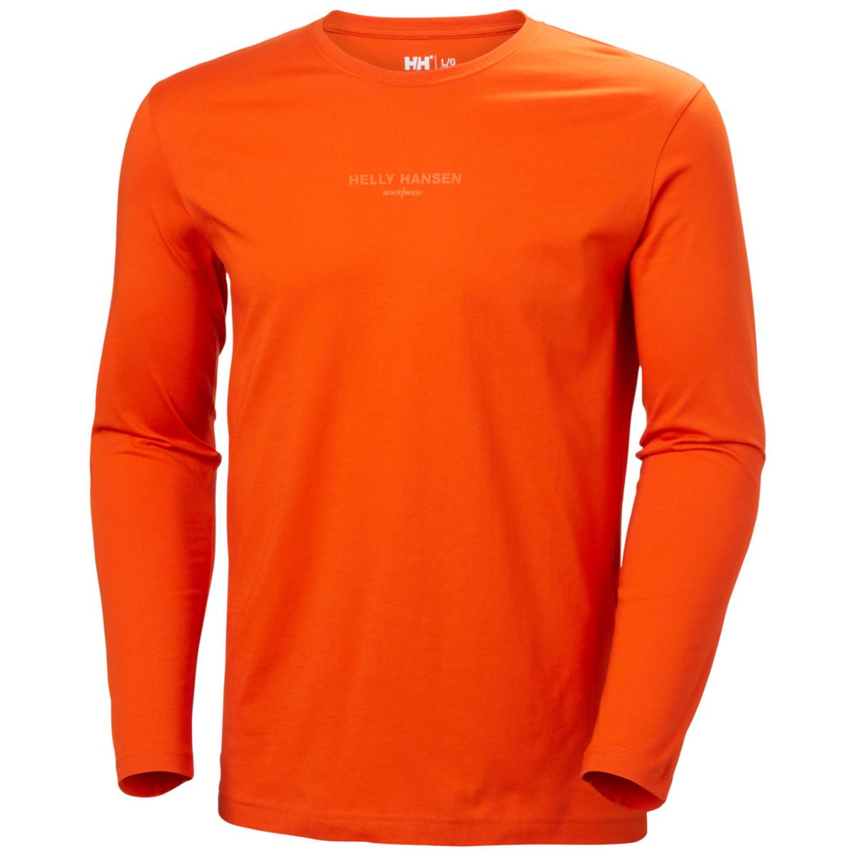 Tröja Helly Hansen 79282 Classic Logo - T-SHIRT HH 79282-280 LOGO ORANGE LÅNGÄRM STL XS