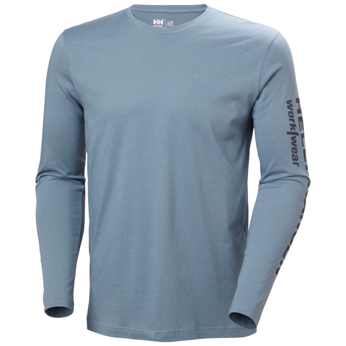 Tröja Helly Hansen 79282 Classic Logo - T-SHIRT HH 79282-580 LOGO BLÅ MELERAD LÅNGÄRM STL L