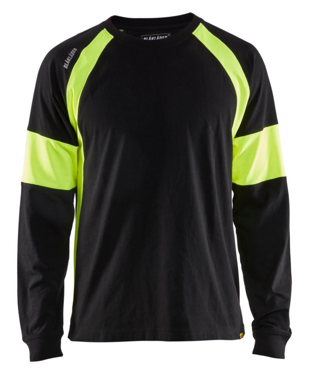 T-shirt Blåkläder 3520-1030 lång ärm - T-SHIRT BLK 3520-1030 SVA/GUL VARSELDETALJER LÅNGÄRM M
