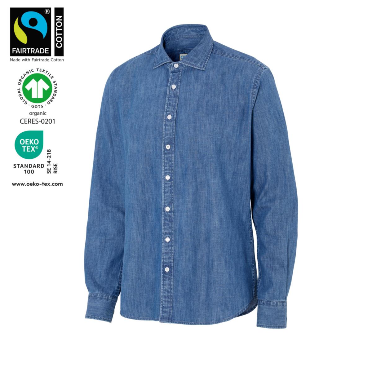 Skjorta Cottover 141046 Slim - SKJORTA COTTOVER 141046 DENIM SLIM BLÅ STL S-37/38