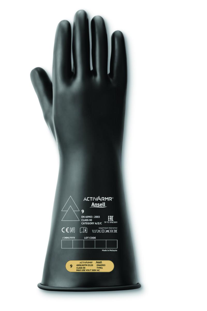 Handske Ansell RIG0014B Högspänn - HANDSKE ANSELL SVART RIG0014B HÖGSPÄNN KLASS 00 356MM STL 10