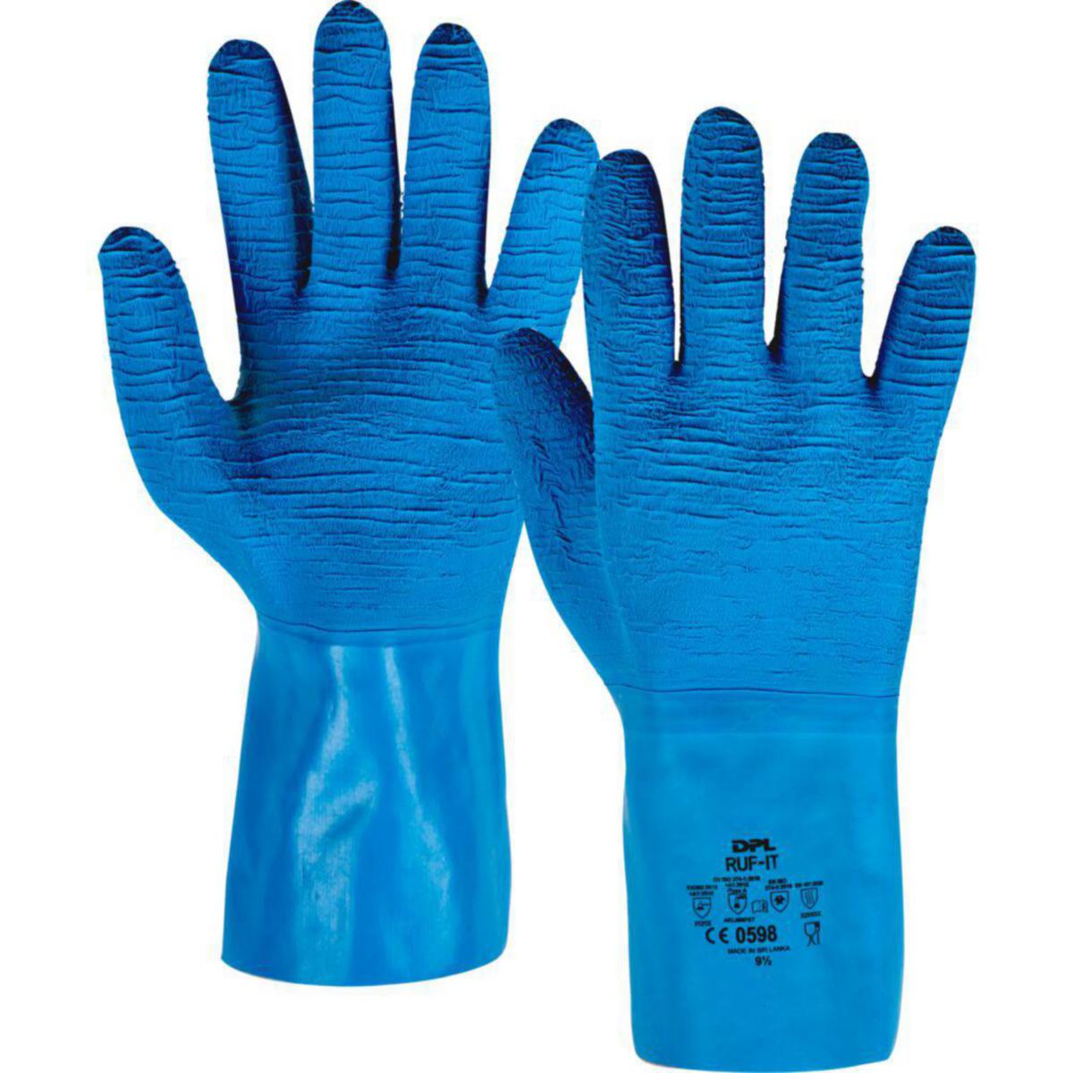 Kemskyddshandske DPL Ruf-it Latex - HANDSKE DPL RUF-IT LATEX BLÅ 1,8 MM 30 CM STL M/8,5