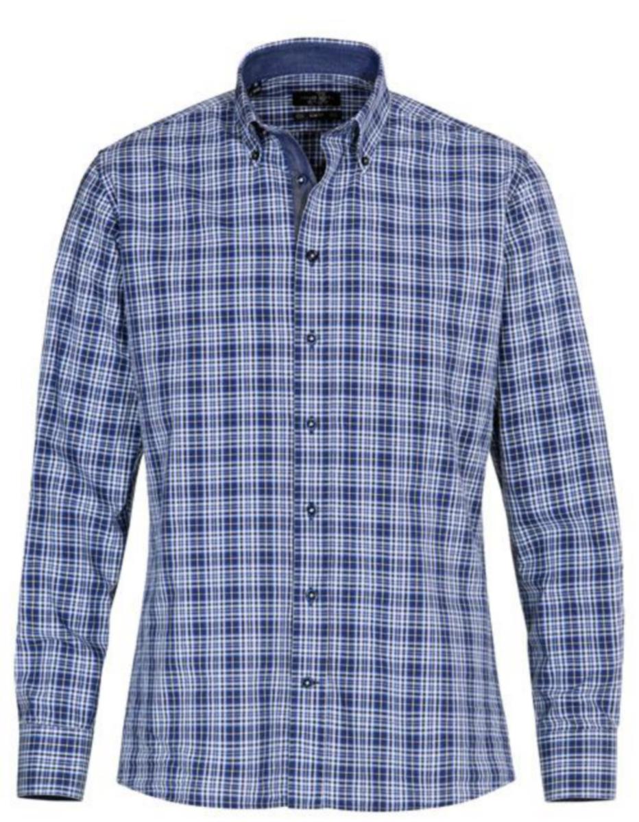 Skjorta Slim Poplin Rutig 5515, Ernst Alexis - SKJORTA MEN´S SHIRT SLIM FIT MÖRKBLÅ