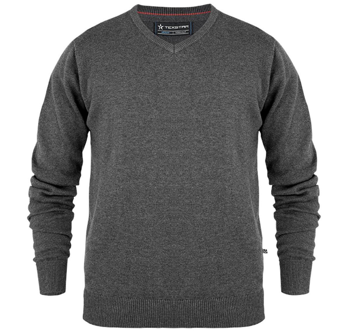 Pullover Texstar PL01 - PULLOVER TEXSTAR PL01 V-HALS MÖRKGRÅ STL 3XL