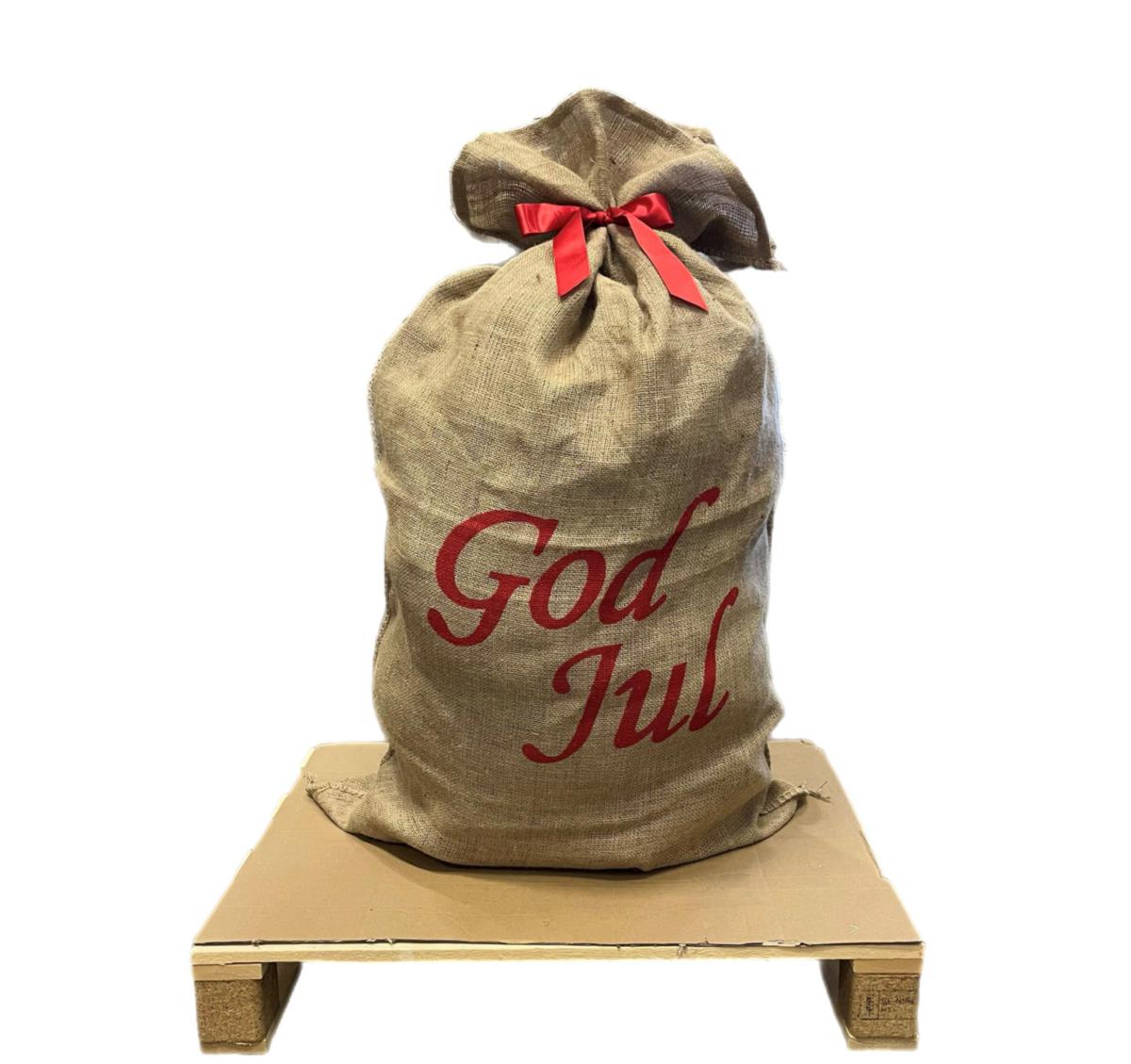 Tomtesäck m godis 50 kg - MEGA TOMTESÄCK I JUTE 50KG