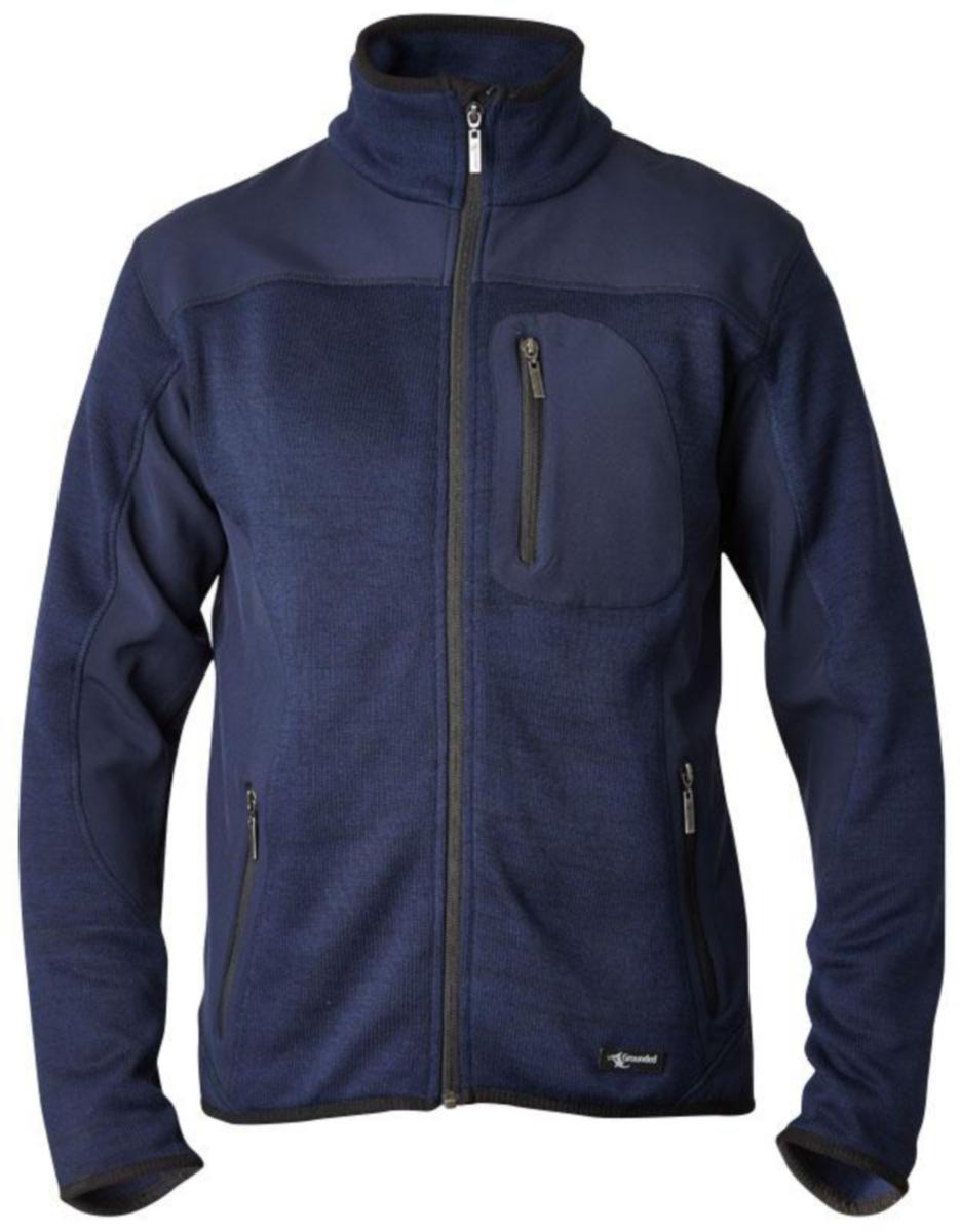 Fleece stickad Grounded GR763202 - FLEECEJACKA GROUNDED GR7632 STICKAD MARINBLÅ M