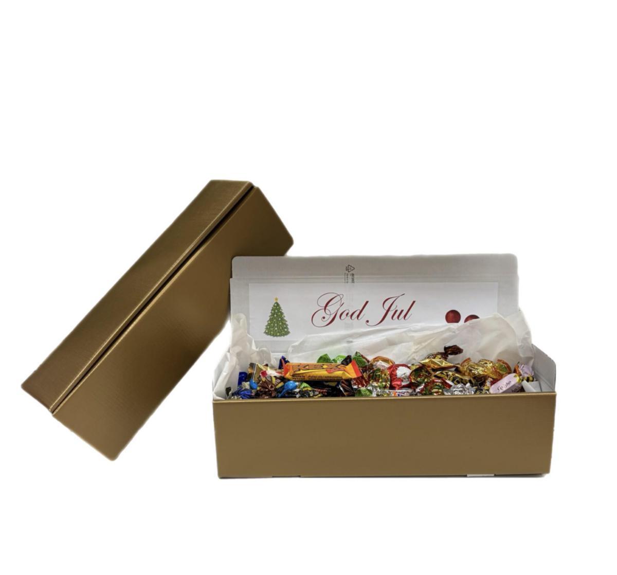 Guldlåda julgodis - GULDLÅDA MED JULGODIS 1,3KG